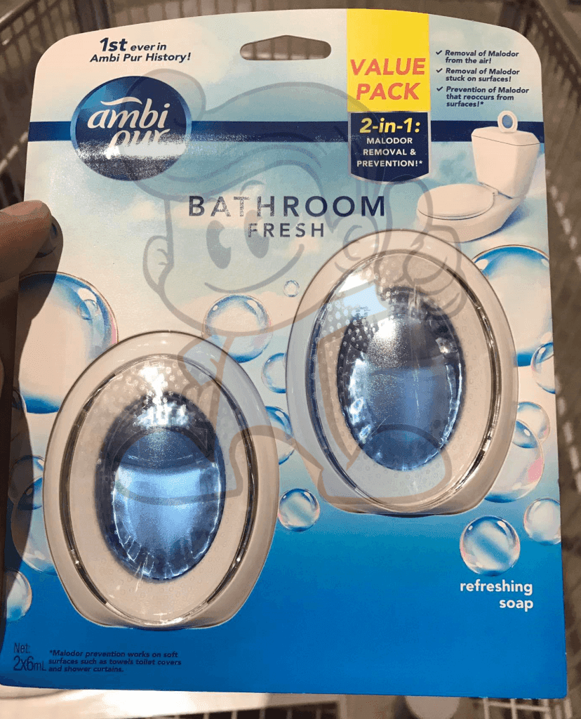 Ambi Pur Value Pack 2 In 1 Bathroom Fresh Refreshing Soap Toilet Air Freshener (2 X 6 Ml) Household