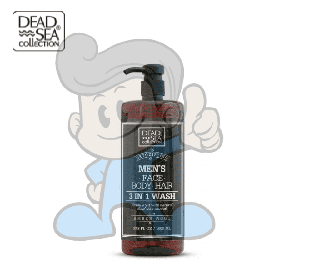 Dead Sea Collection Detoxifying Mens 3 In 1 Wash Amber Wood 1000 Ml. Beauty
