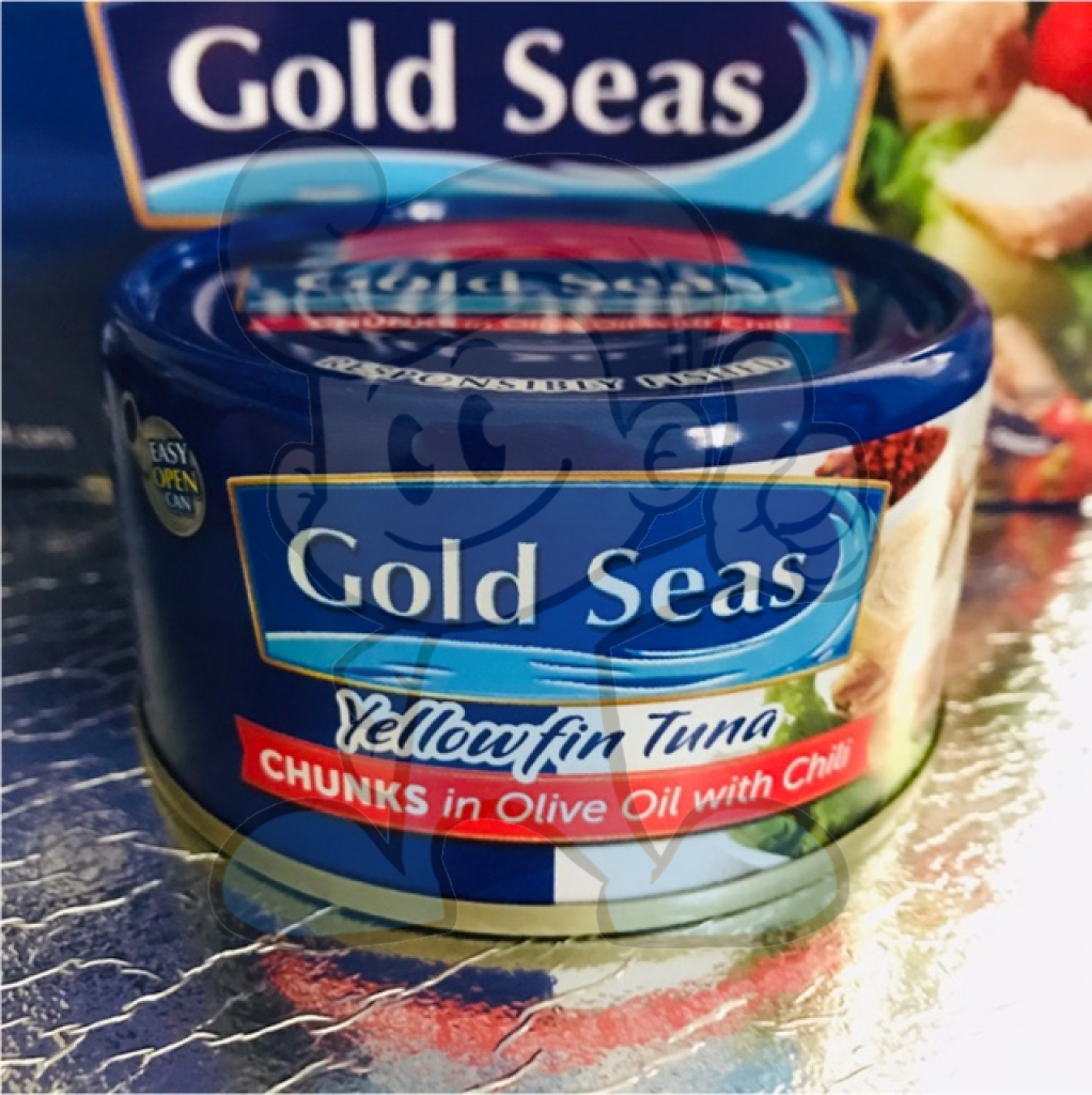 Gold Seas Yellow Fin Tuna Chunk Olive Oil W/ Chili (4 X 185G) Groceries