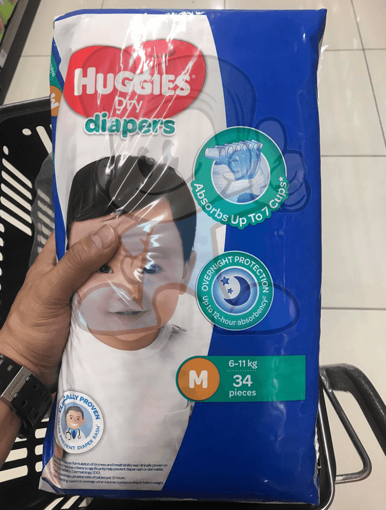 Huggies Dry Diapers Medium 34 Pcs Mother & Baby