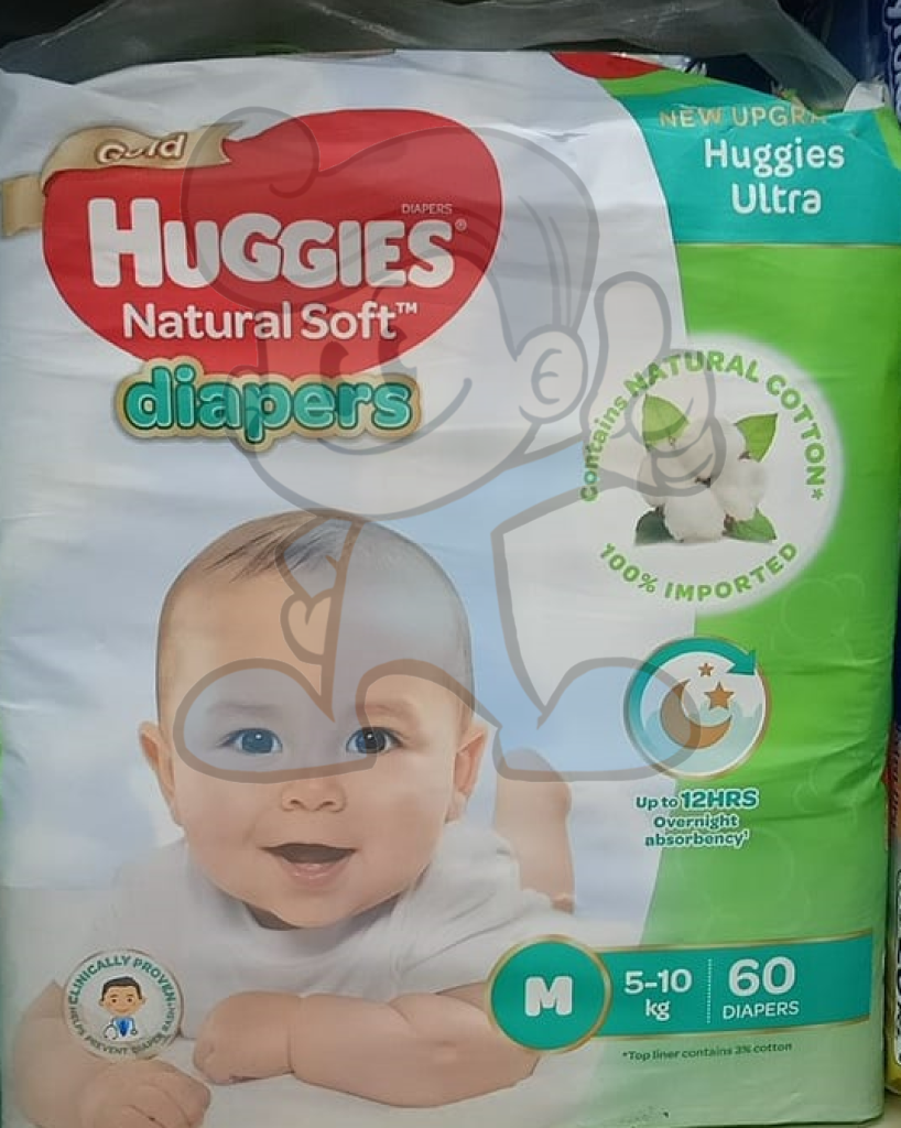 Huggies Gold Natural Soft Diapers Medium 60S Mother & Baby