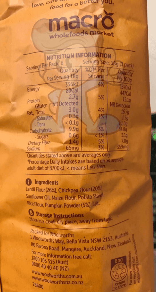 Macro Certified Organic Lentil Bites Pumped Up Pumpkin 6 Packs 108G Groceries