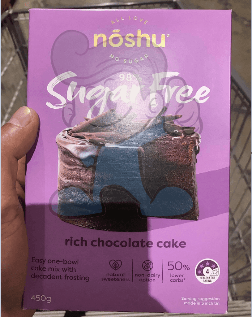 Noshu 98% Sugar Free Rich Chocolate Cake Mix 450G Groceries