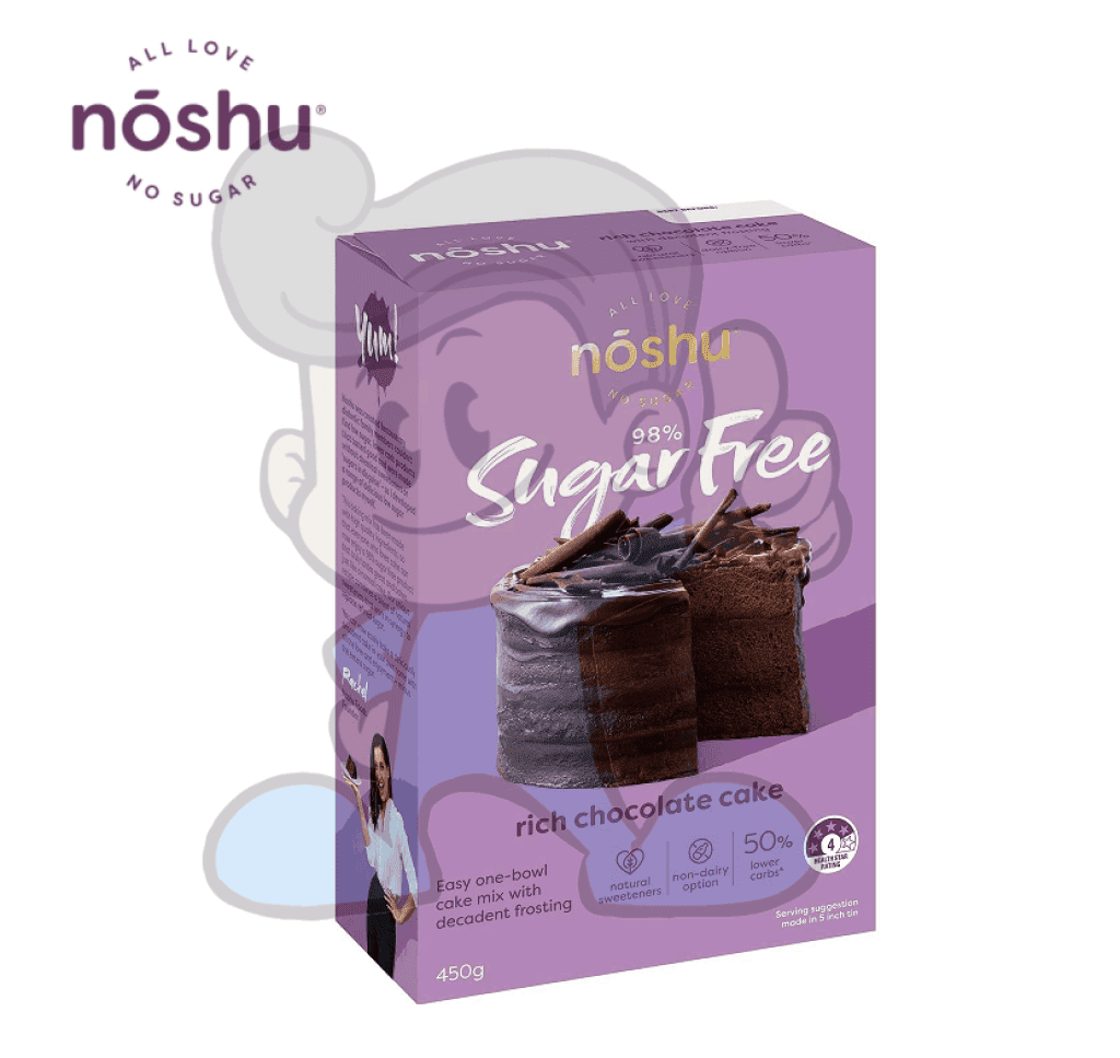 Noshu 98% Sugar Free Rich Chocolate Cake Mix 450G Groceries