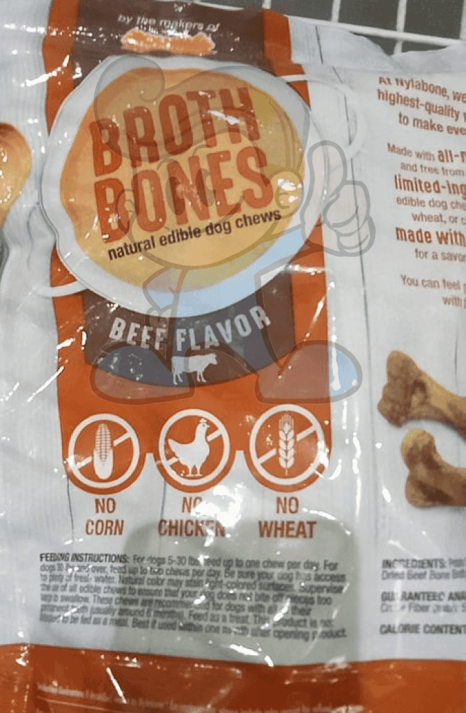 Nylabone Broth Bones Beef Flavor 54S Dog Chews 2.38Lbs Pet Supplies