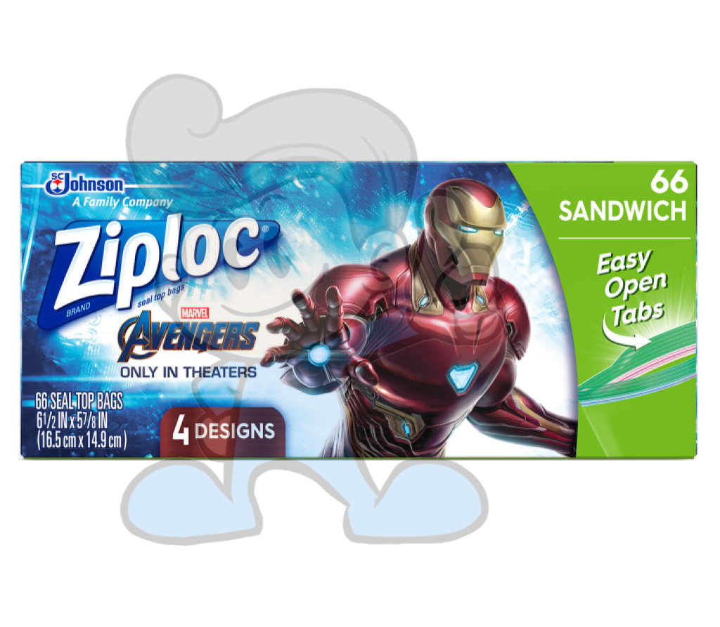 Scj Ziploc Seal Top Bags 66 Sandwich With 4 Avengers Designs Kitchen & Dining