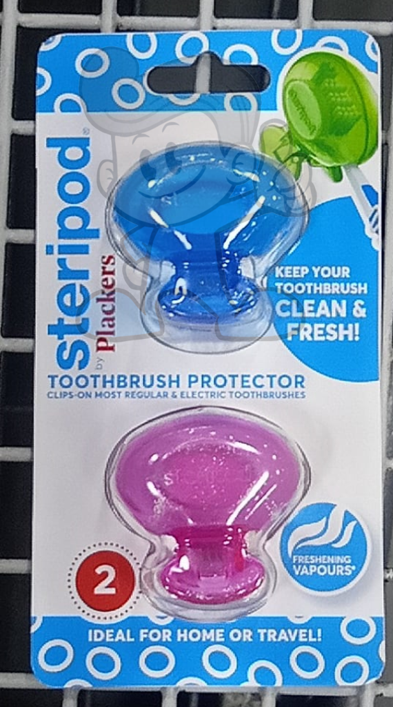 Steripod Plackers Clip On Toothbrush Protector 2S Blue And Pink Beauty
