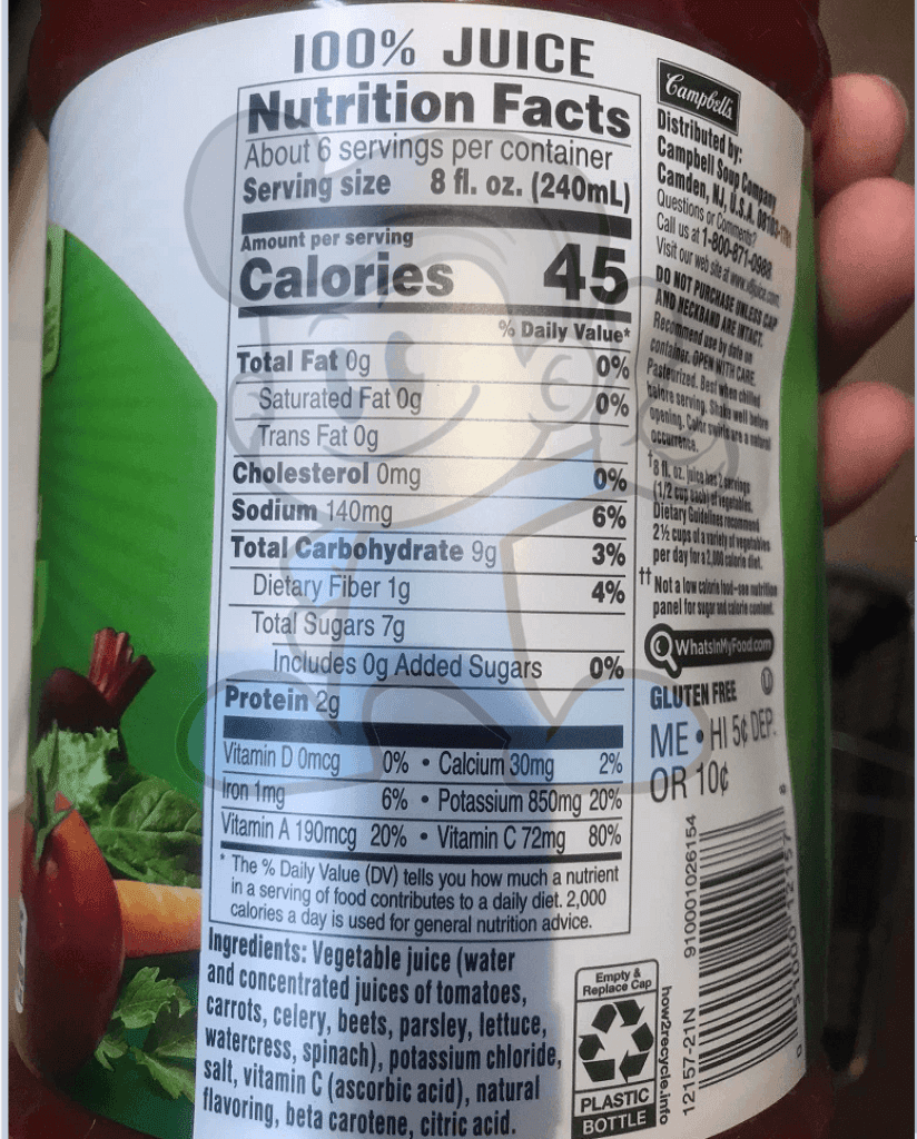 V8 Low Sodium Original 100% Vegetable Juice 46 Fl. Oz. Groceries