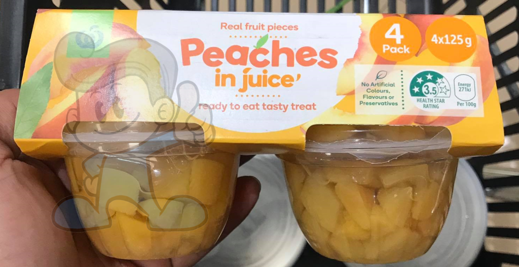 Woolworths Real Fruit Pieces Peaches In Juice (2 X 4S 125G) Groceries